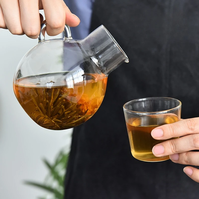 

Transparent One Pot One Cup Glass Kettle Set Home Kitchen Heat-Resistant Large Capacity Tea Pot Water Kettle Cups Kitchen Tools