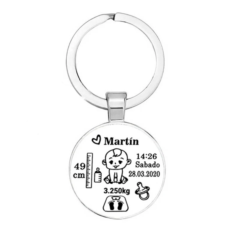 Diy Baby Keychain Name Newborn Date Of Birth Weight Height Commemorative Custom Key Ring New Mom Dad Gift