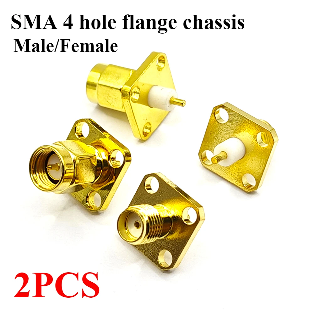 

2pc/lot SMA Panel Mount Connector SMA Male Plug 4Hole Flange Chassis Solder Coax Adapter SMA Female Jack PCB Converter