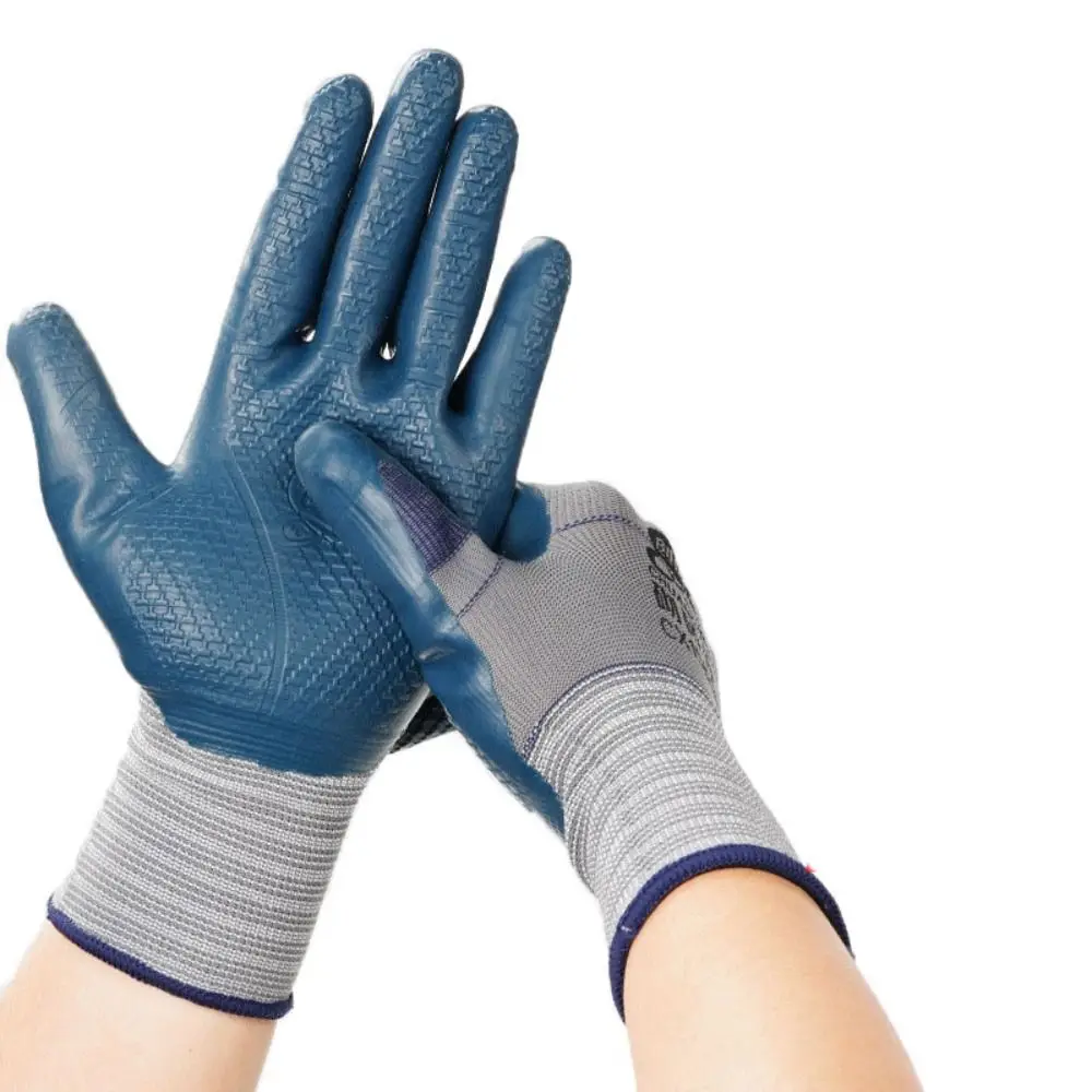 Comfortable Embossing Work Gloves Nylon Breathable Latex Work Safe Gloves Stretchable Antiskid Protective Mittens