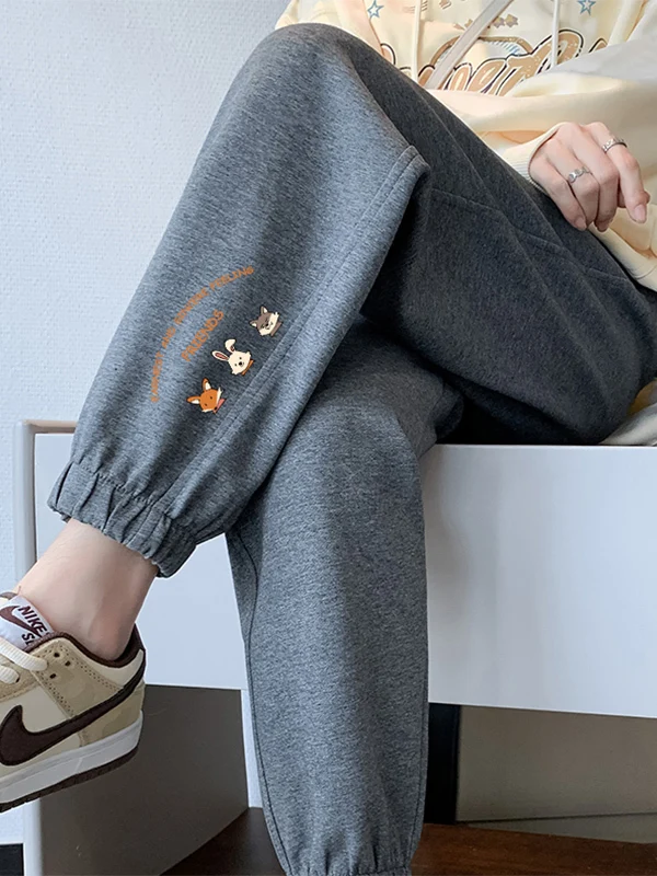 plus Size 300 Pou Women's Fce Lined Casual Sports Pants Autumn Winter New Sle Versatile Loose Fit Harlan Trousers