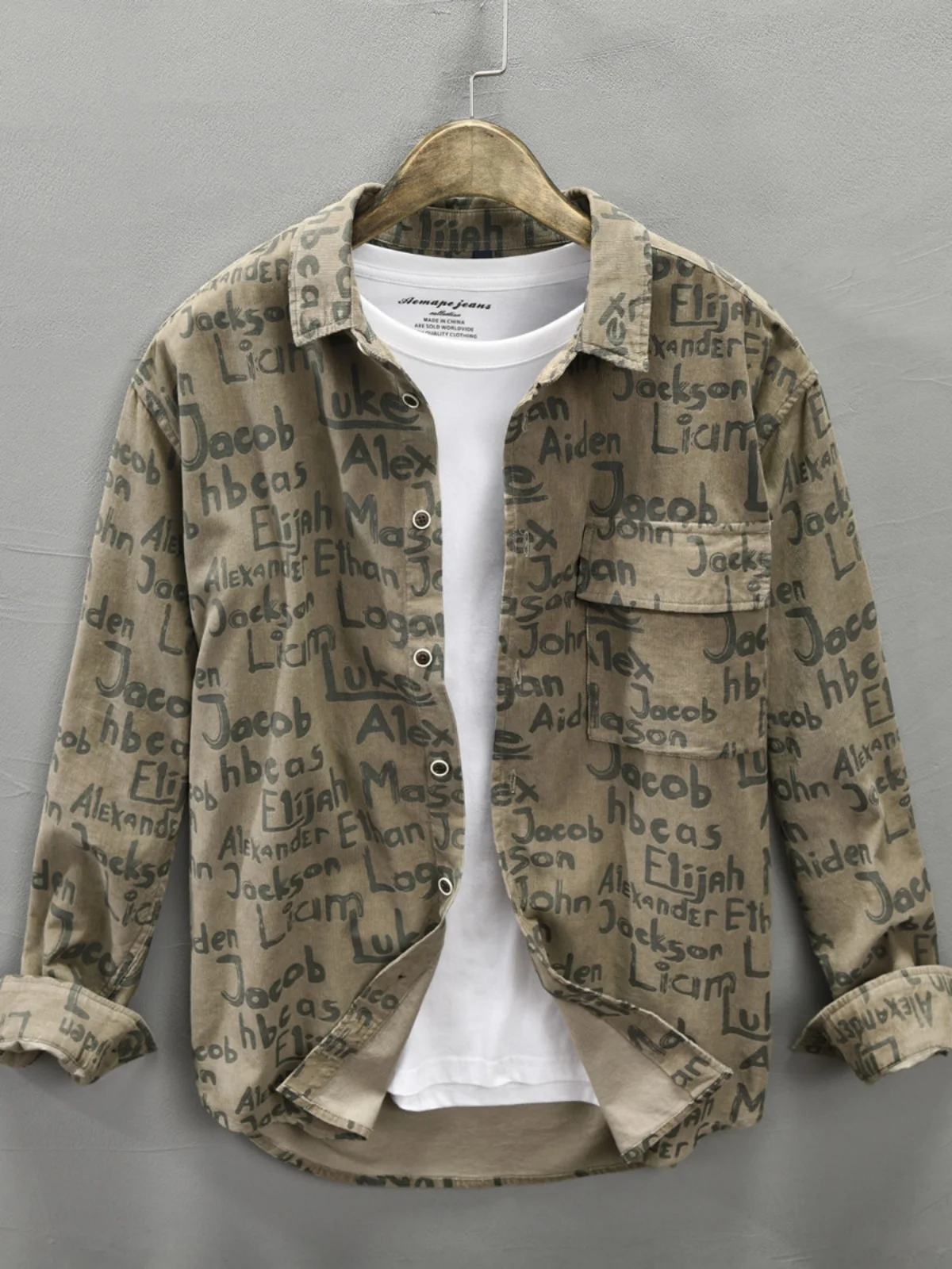 

Модное длинное хлопковое мужское пальто свободного кроя с принтом Long Sve, повседневная осенняя новая рабочая одежда на пуговицах Sle Faion