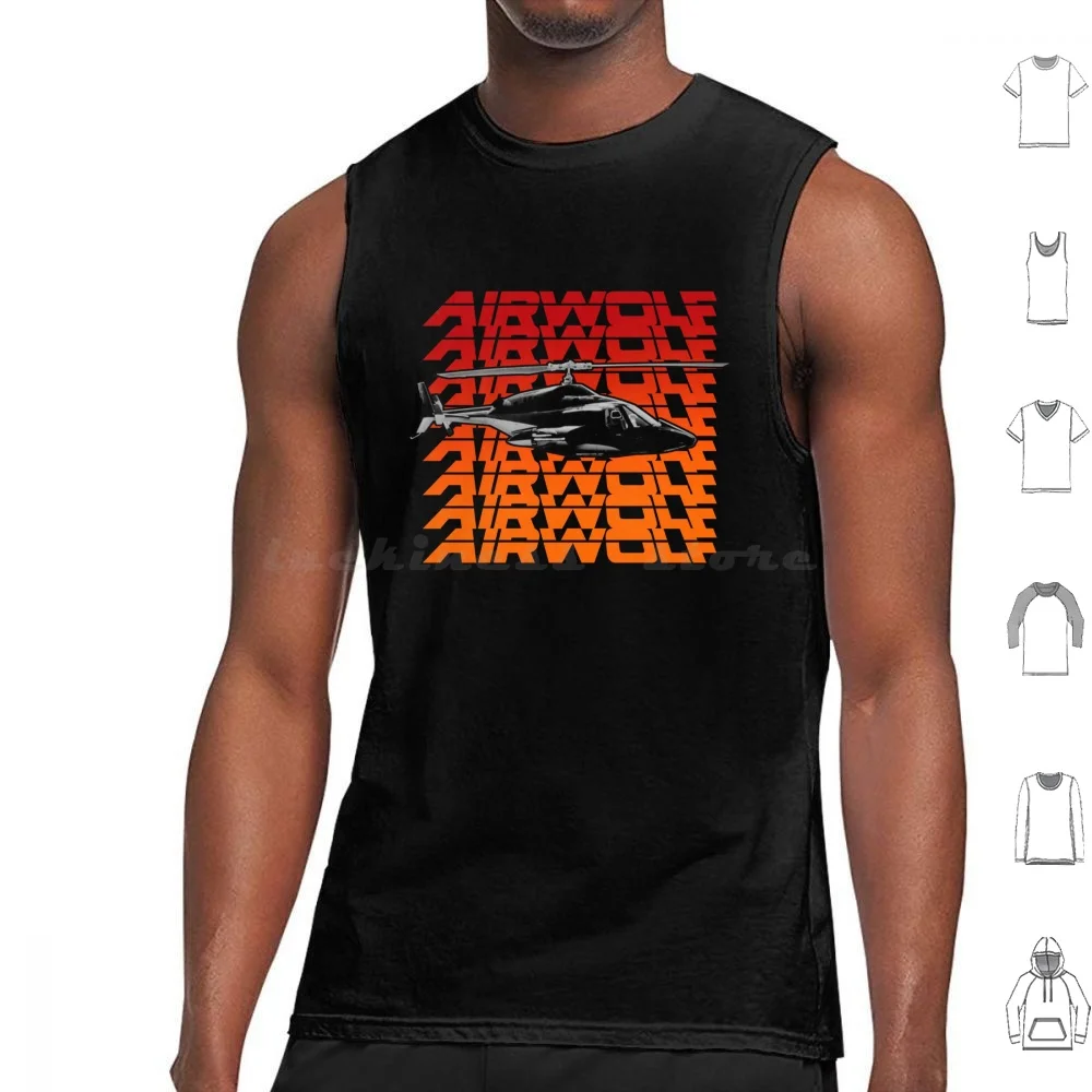 

Airwolf Tank Tops Vest Sleeveless Airwolf 80s Helicopter Knight Rider Retro A Team Eighties Kitt Street Hawk Tv 1980s