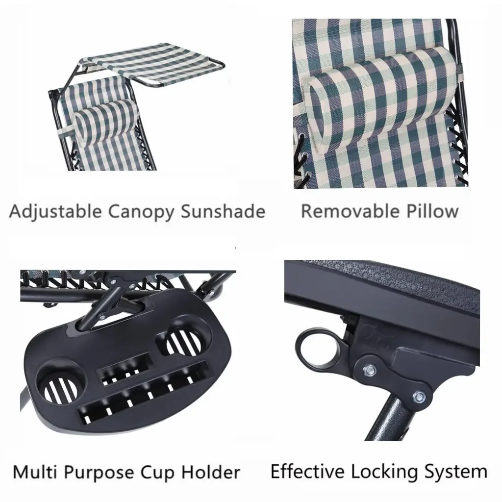 New arrival New ArrivalZero Gravity Outdoor Folding Lounge Chairs W/Sunshade Canopy Snack Tray,Adjustable Patio Reclinin