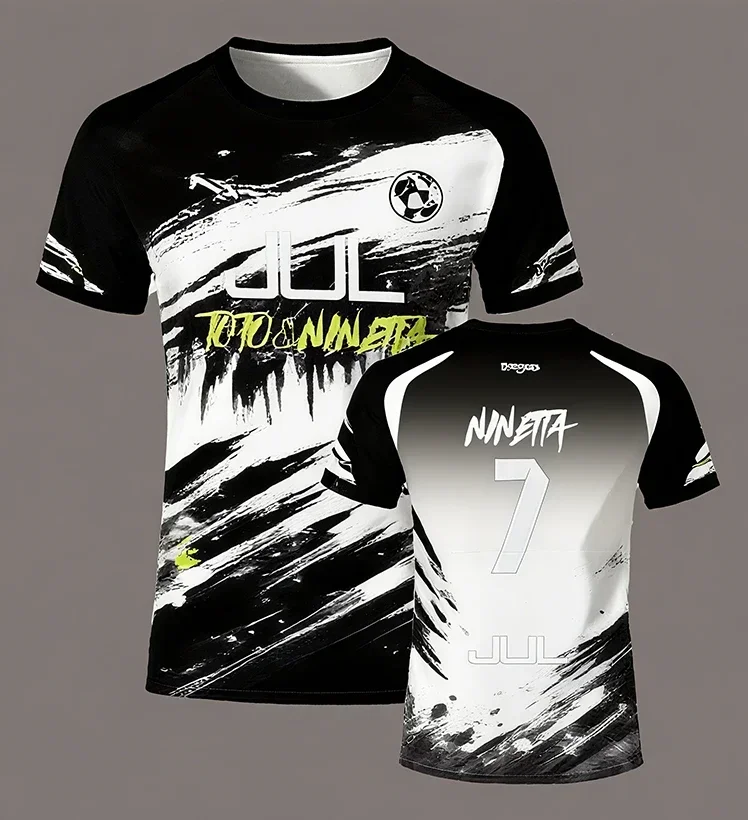 2026 JUL 3D Series 90-Minute Football T-Shirt Quick-Dry Summer Outdoor Sports T-Shirt for Men Loose-Fit Crew Neck T-Shirt
