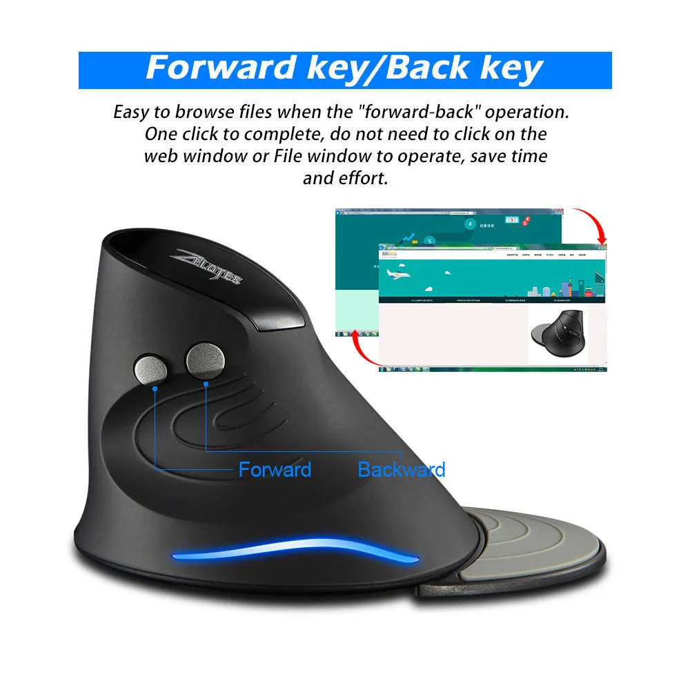 Ergonomic Mice USB Wireless Vertical Mouse with Wrist Plam 2400Dpi Gaming Mouse for Gamer Right Hand Mouse