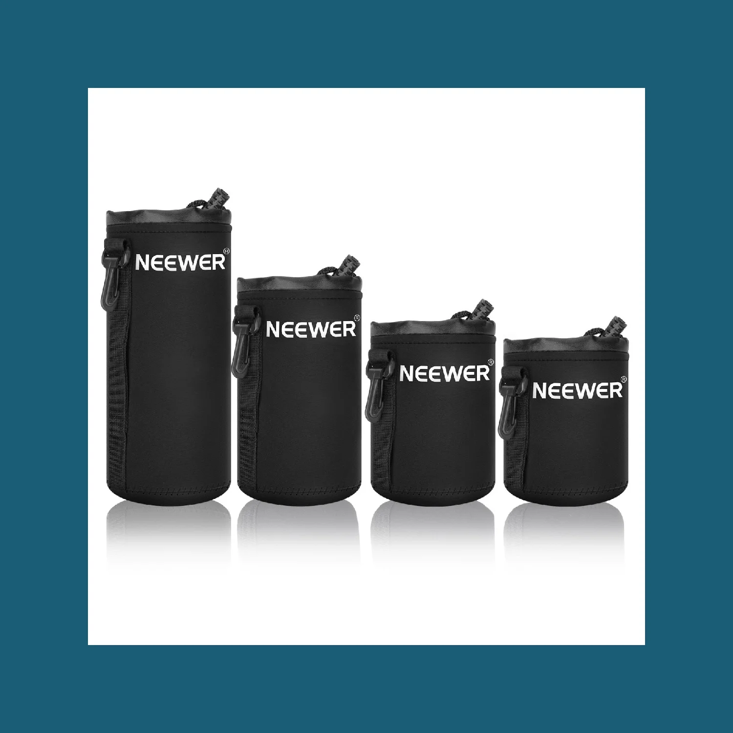 Neewer 4 Pack Camera Lens Pouch Set, Thick Neoprene Protective Lens Case Bag, S M L XL Size for DSLR Camera Lenses
