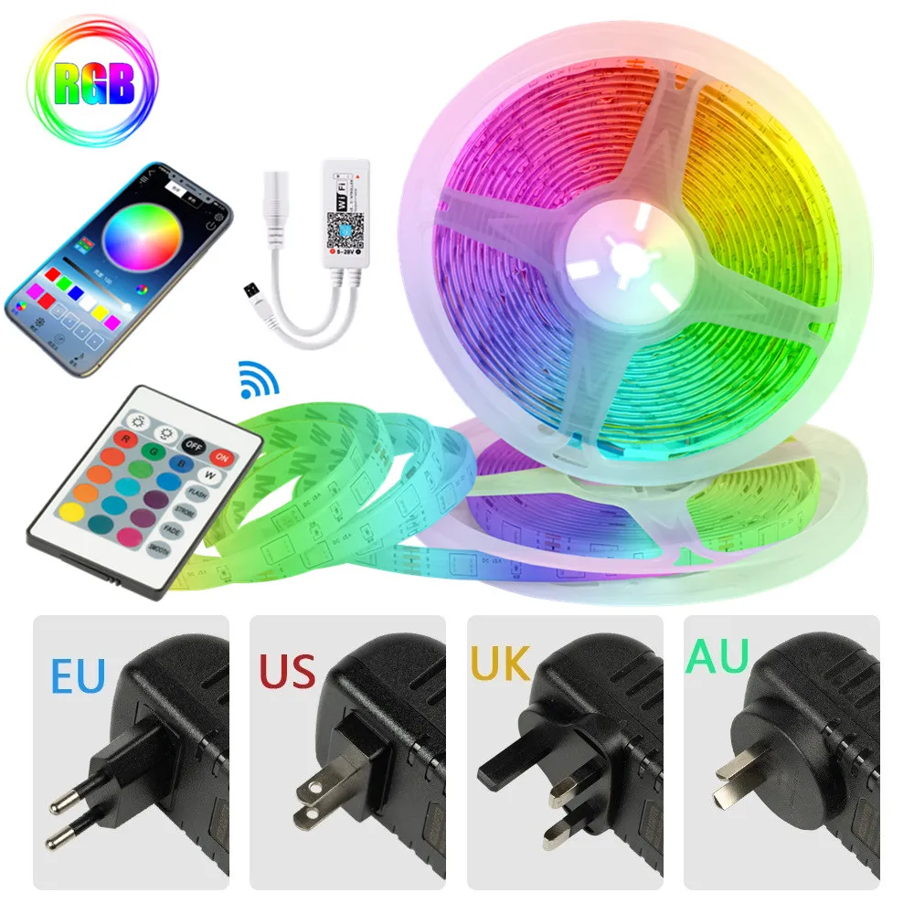 LED Light Strips Flexible RGB Diode For Decoration BackLight Waterproof Lamp Luminous String Decor SMD Bluetooth WIFI Controller