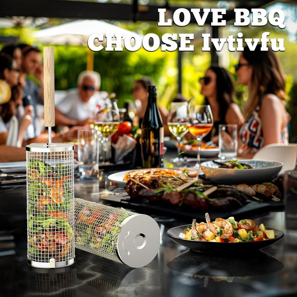 Rolling Grill Basket Set 6