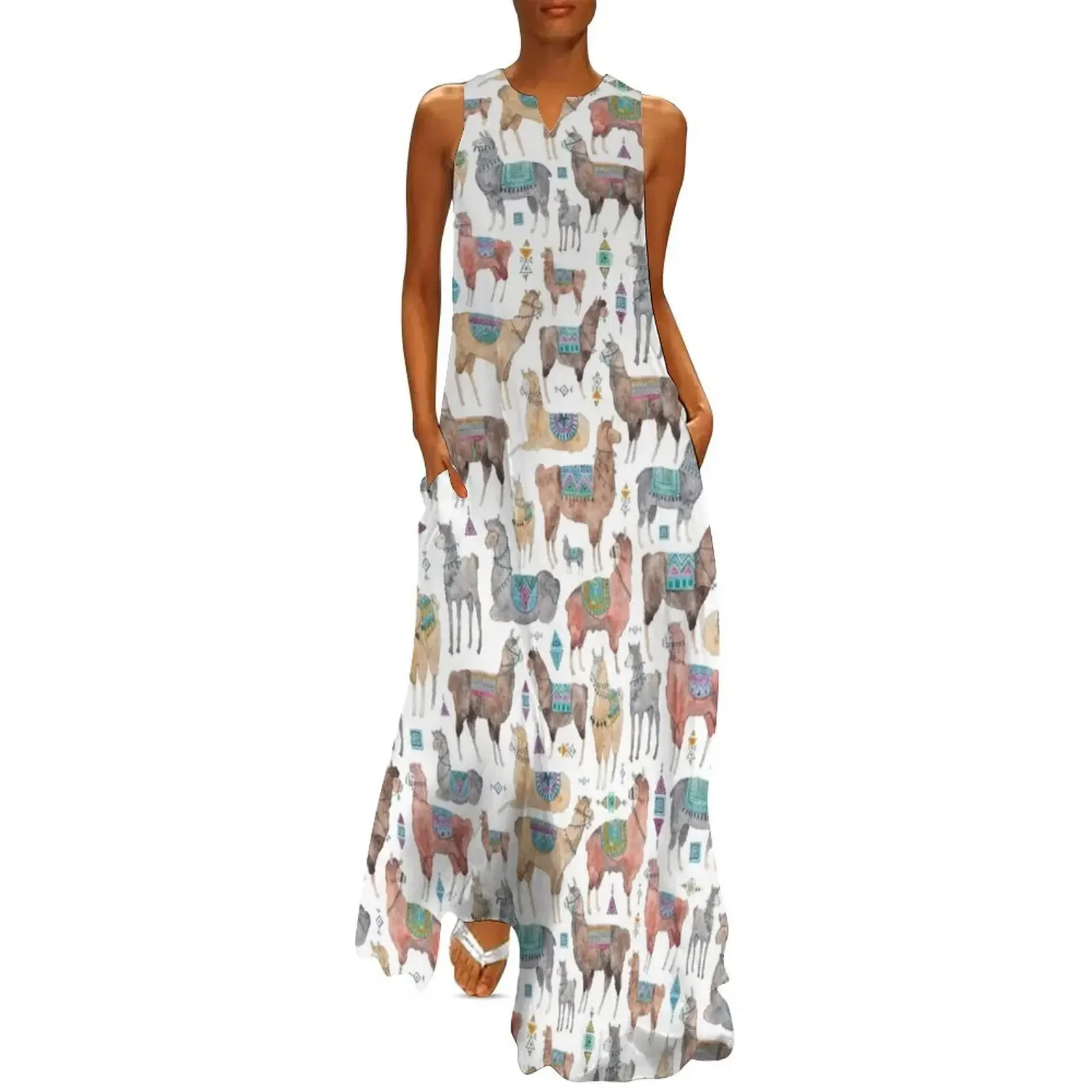 

Llamas and Alpacas Long Dress summer women's suit Elegant gowns prom clothes women's summer dresses 2025 Dress