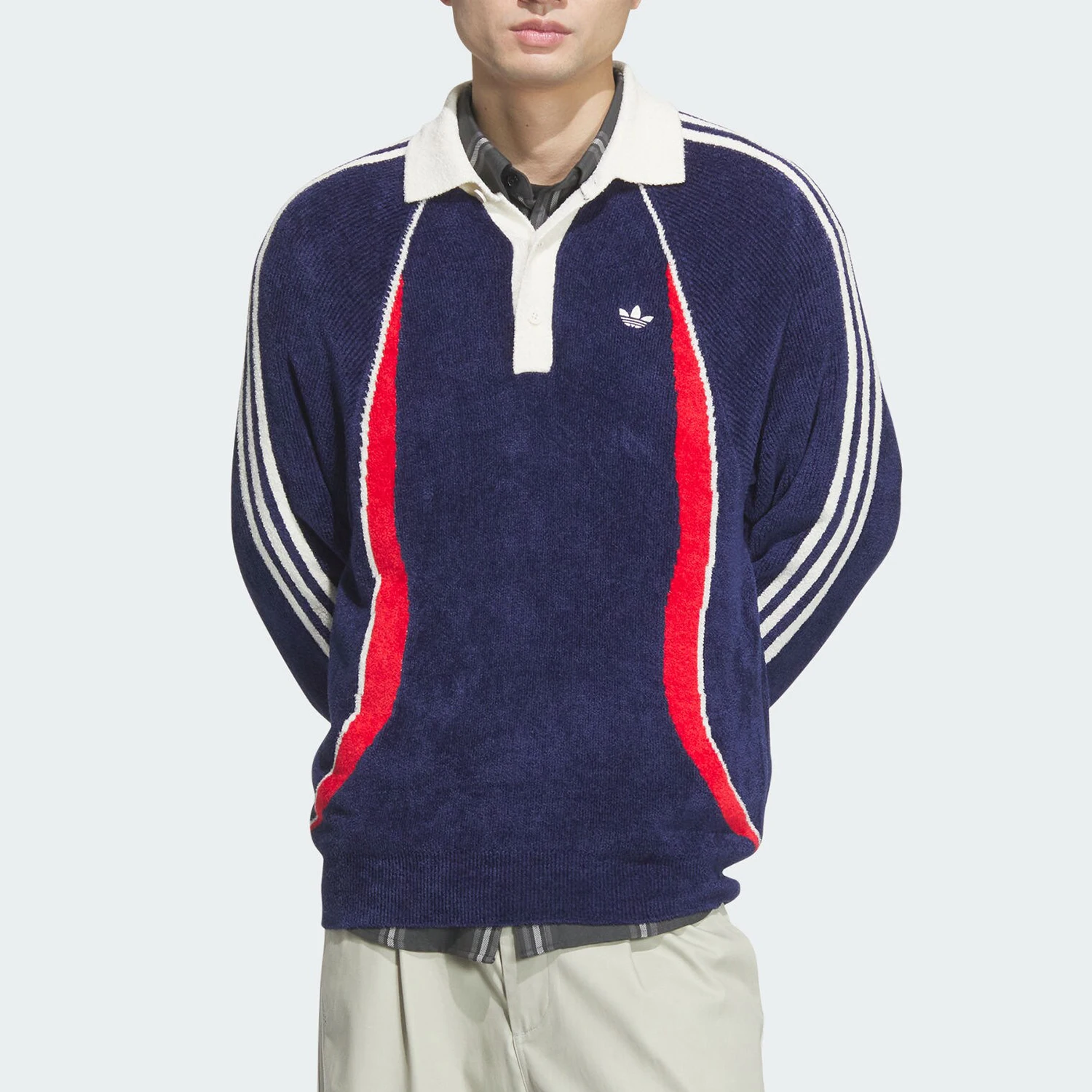 

Мужской повседневный теплый свитер Adidas Originals Trefoil с круглым вырезом и элементами пэчворка JN3794