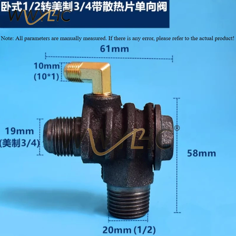 Piston Air Compressor Check Valve Heat Dissipation Cast Iron Internal/Male Pneumatic Thread Return Valve Connector