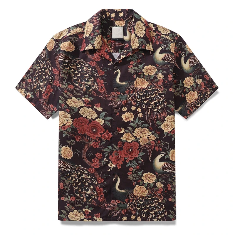 

New Men's Shirts Hawaii Tropical Style Animal Print Short Sleeve Aloha Camisa Japanese Style Street Summer Oversized Casual Tops