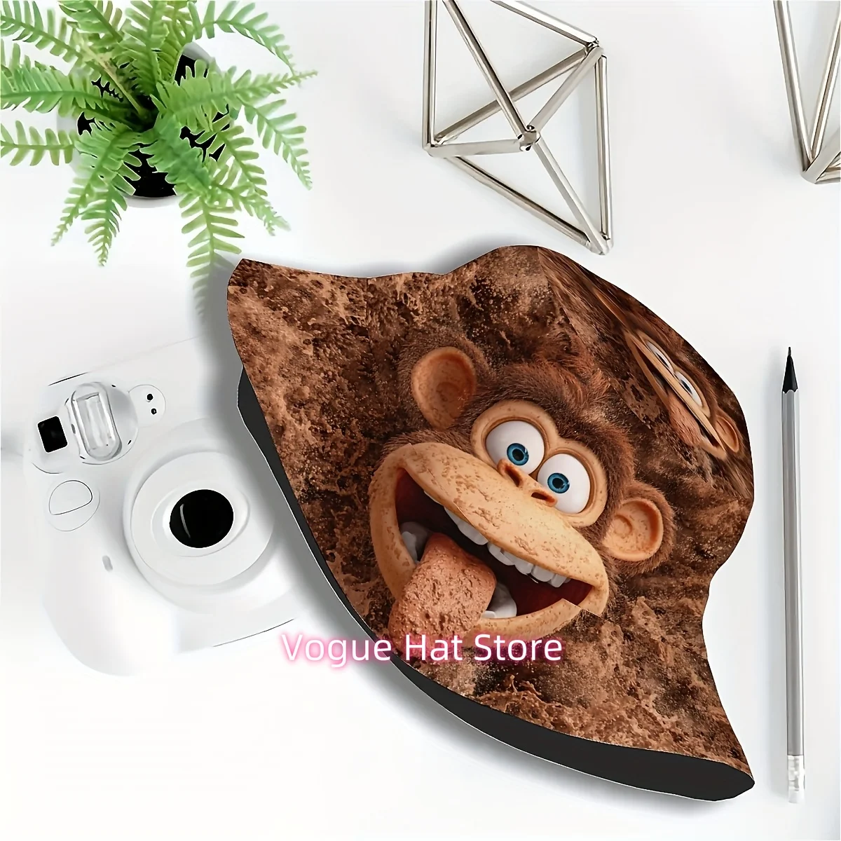 ()1pcs with Abstract Monkeys and Soil (2) Unisex Printed Fisherman Hat, Stylish Hat with Fun Personality, Outdoor Vacation Golf