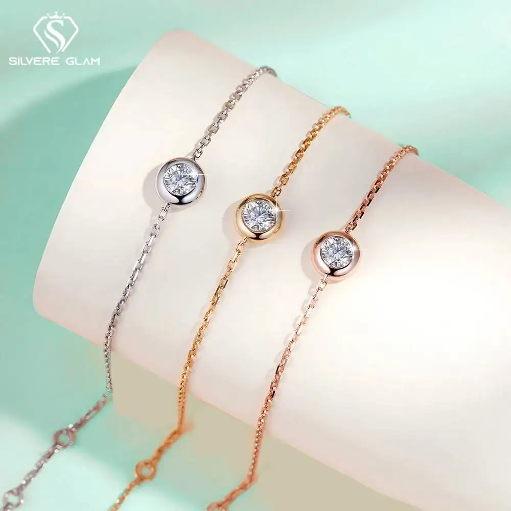 SG 925 Sterling Silver Bubble Moissanite Bracelets For Women Men D VVS Moissanite Starry Sky Chain Bracelet Fine Jewelry