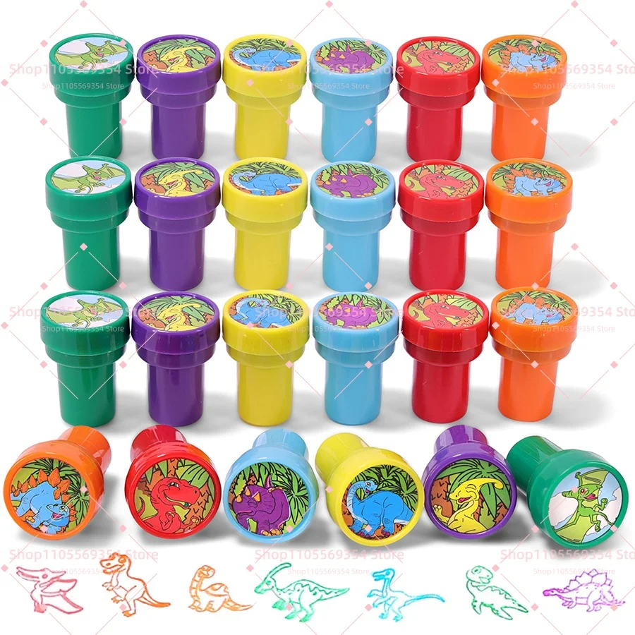 Dinosaurier-Cartoon-Stempel Partyzubehör Geburtstagsdekoration Selbstfärbende Stempel Geschenke Goodie-Bag-Füller DIY-Handbuch