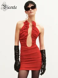 Robe de Soirée Éducative pour Femme, Col en V Profond, Vêtements Féminins Sexy, Rouge, pour Cocktail