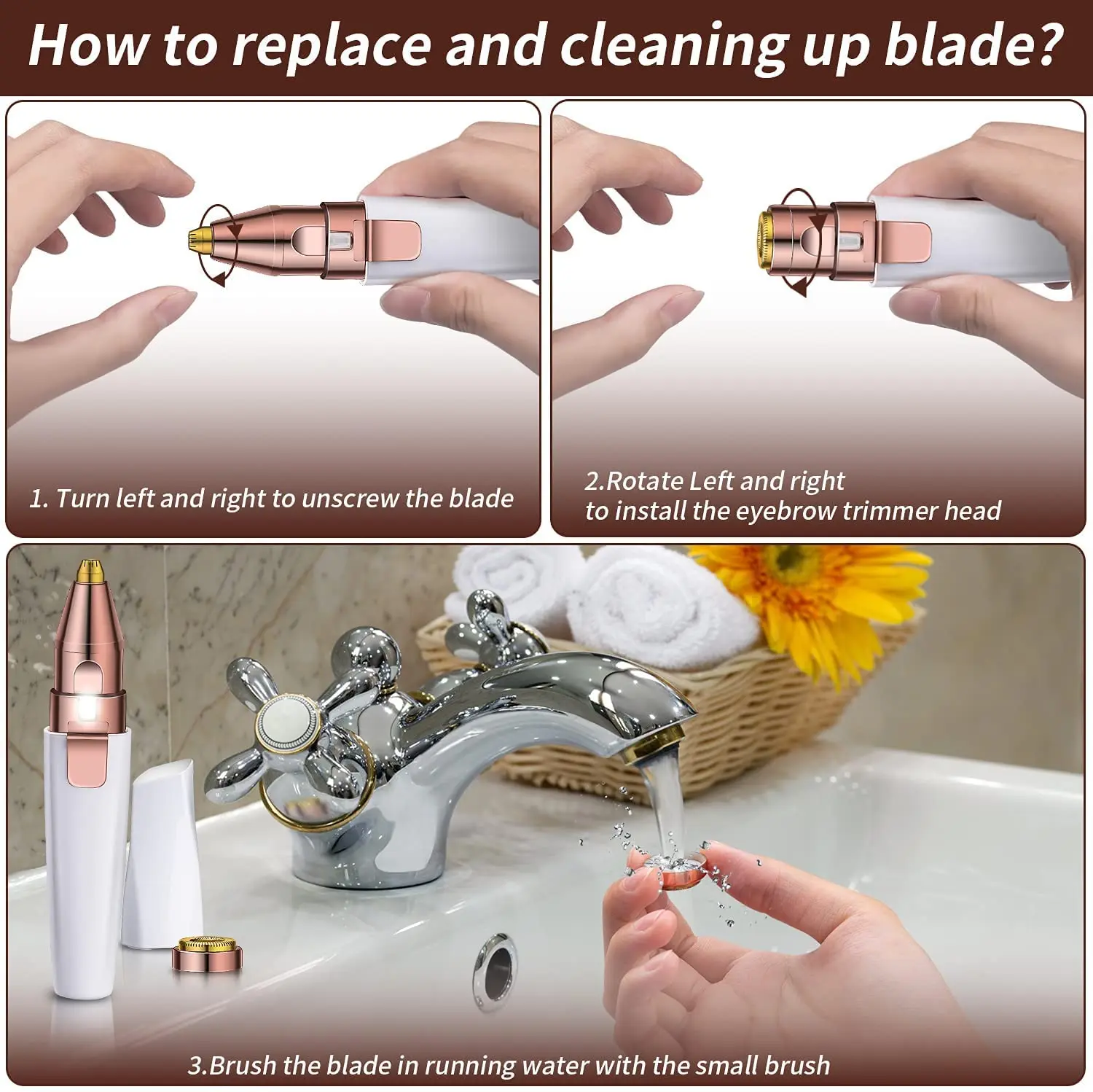 2 IN 1 Epilator Electric Eyebrow Rechargeable Trimmer Female Body Facial Lipstick Shape Hair Removal Mini Painless Razor Shaver
