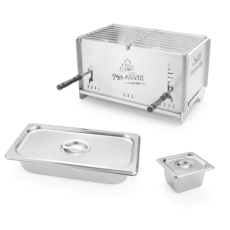 

Portable Stainless Steel Multifunctional Outdoor Camping BBQ Oven Kwantung Wood Stove Removable Feature Fuel Camp Grills