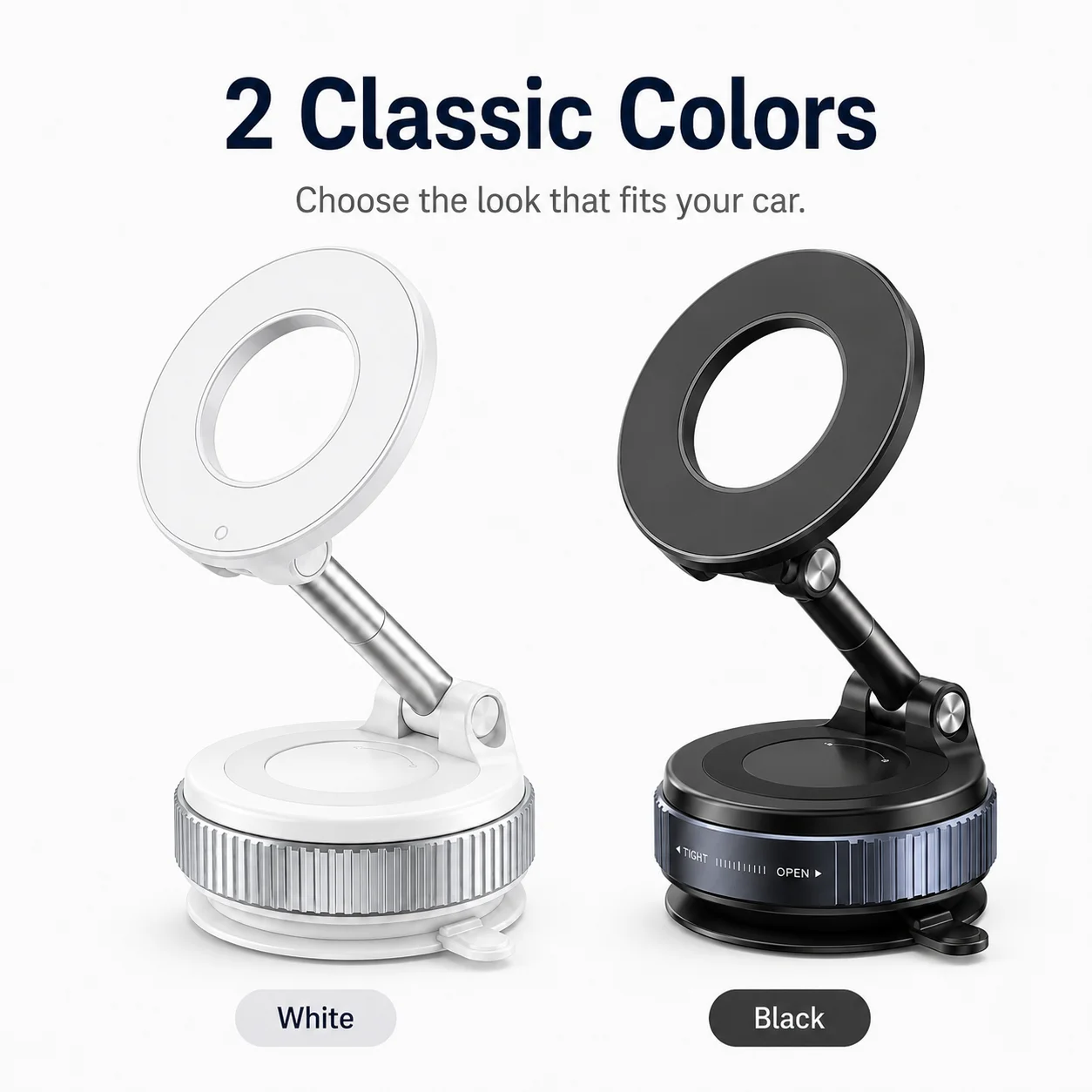Magnetic Car Phone Holder Mount for MagSafe, Strong Magnet Suction Cup Dashboard Stand, 360 Degree Adjustable Foldable Stand for iPhone 17 16 15 14 13 12 Series, Black