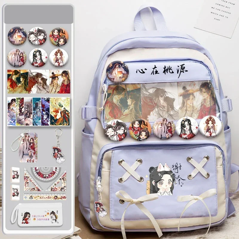 

32×48×18cm Black Blue Purple, Heaven officials blessing, Tian Guan Ci Fu, Anime Transparent cute School Bags, Backpacks, Girls
