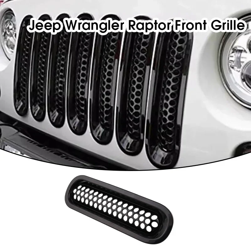 

7pcs Black ABS Front Bumper Mesh Grille Replacement for Jeep Wrangler JK 2007-2017 Exterior Modification Accessories
