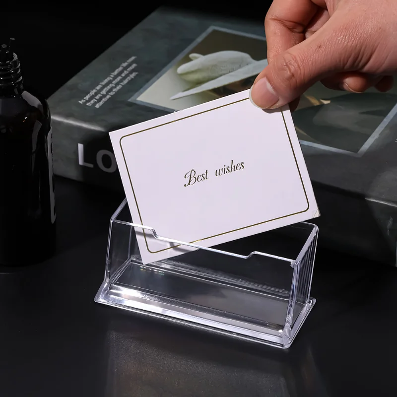 Business Card Holder Transparent Acrylic Card Storage Box Business Large Capacity Office Desktop Business Card Box Display Stand