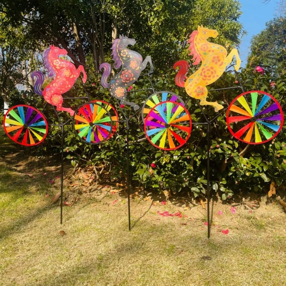 

Cute 3D Horse Animal on Bike Windmill 2 Styles Waterproof Oxford Fabric Novelty Windmill 75cm/95cm