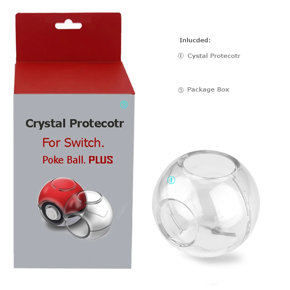 غطاء حماية كريستالي شفاف من البولي كربونات مقاوم للصدمات ومضاد للخدش لنينتندو للتبديل كرة كزة زائد