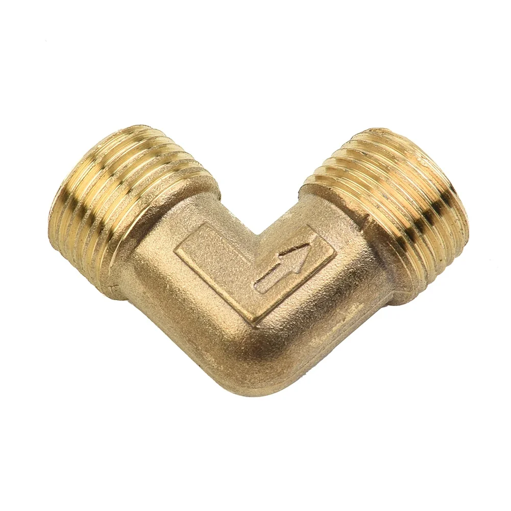 16 5mm Male Thread Brass Elbow Coupler With Check Valve For Air Compressor Use In Pneumatic And Industrial Systems