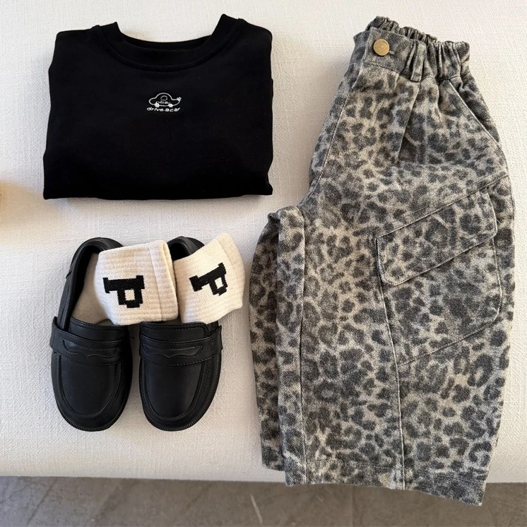 Boys Pants 2026 Autumn and Winter New Children's Clothing Korean Style Boys and Girls Personality Leopard Print Casual Pants