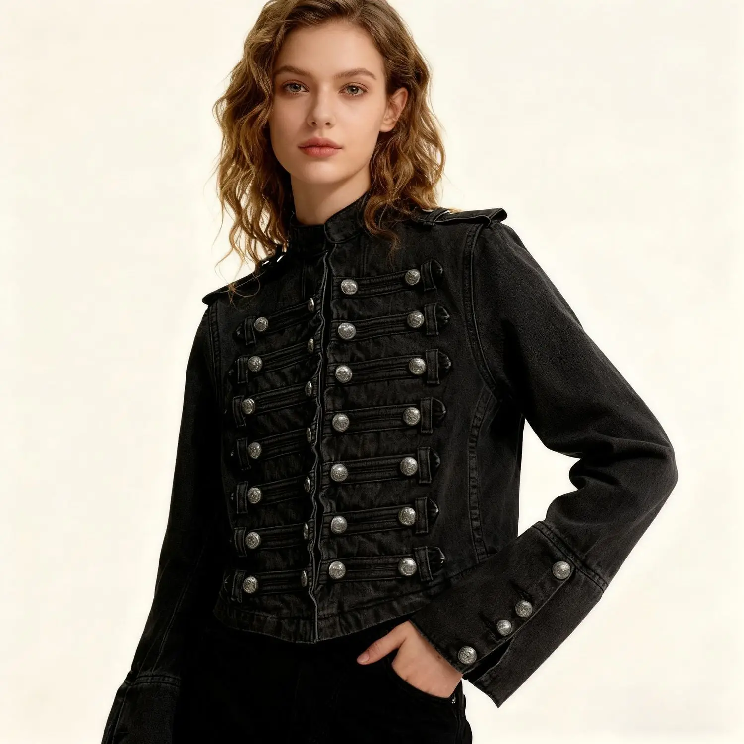 

Luxury Women's Clothing Cropped Denim Jacket Spring Autumn Coat Vintage Streetwear Y2K Goth Punk Motorcycle Cowboy Jacket Trendy