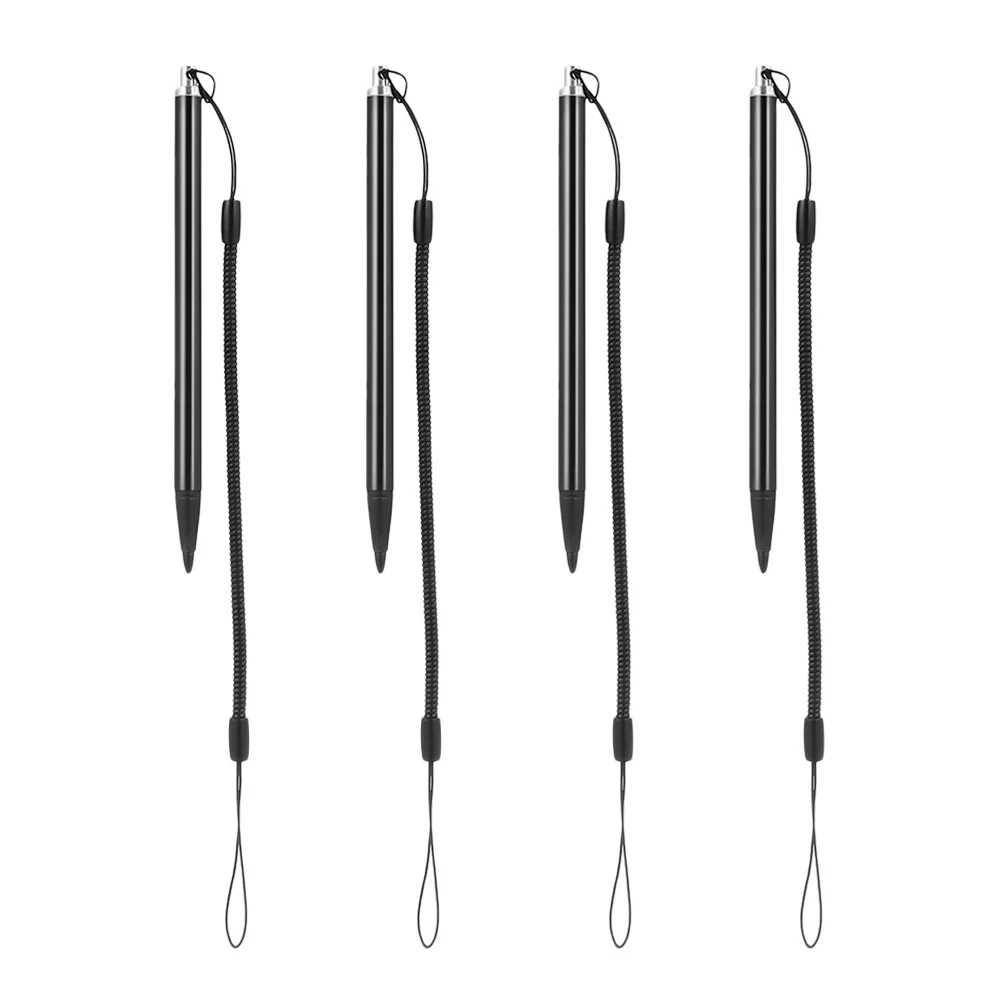 

4pcs Resistive Touch Screen Stylus Pen Black With Spring Lanyard For Pos Pdas Industrial Pcs Smooth Writing No Scratch Tablet