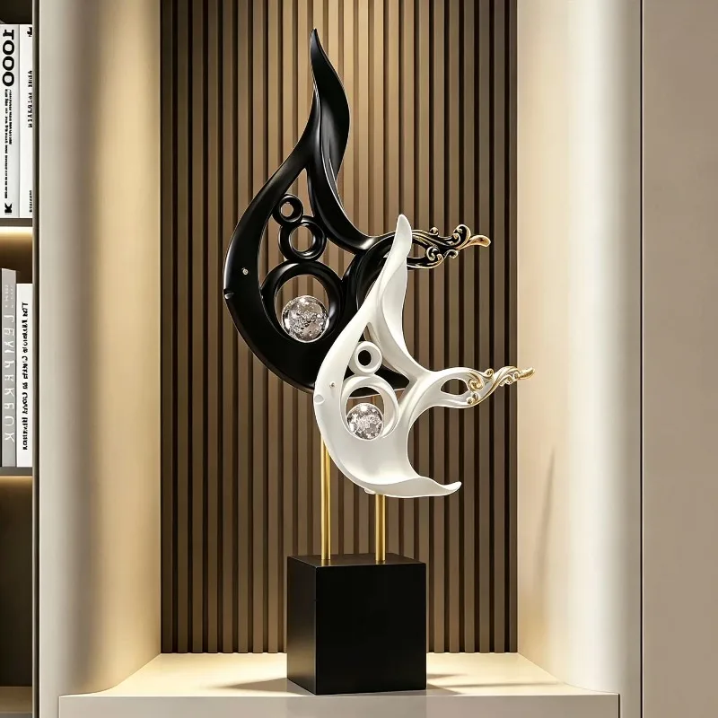 Sculpture Abstract Fish Ornament,Luxury Living Room, TV Cabinet, Entrance Hall, Office, Vertical Long Art Decoration Gift 70cm