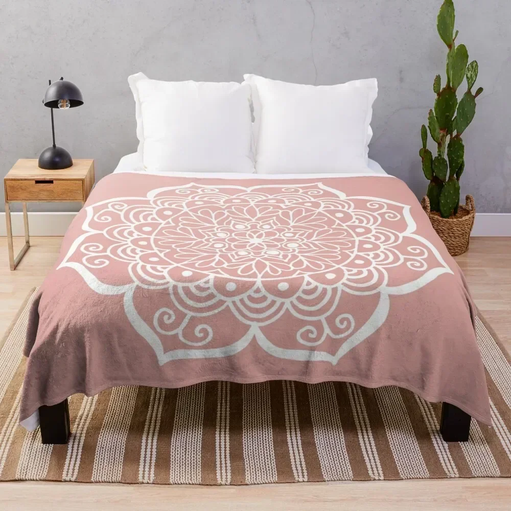 

Pink Flower Mandala Throw Blanket Warm Flannel Blanket for Couch Chair Bedroom