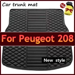 Non-electric Auto Car Rear Trunk Mats For Peugeot 208 P21 2023 2022 2021 2020 Leather Rear Cargo Tray Trunk Mats Car Accessories