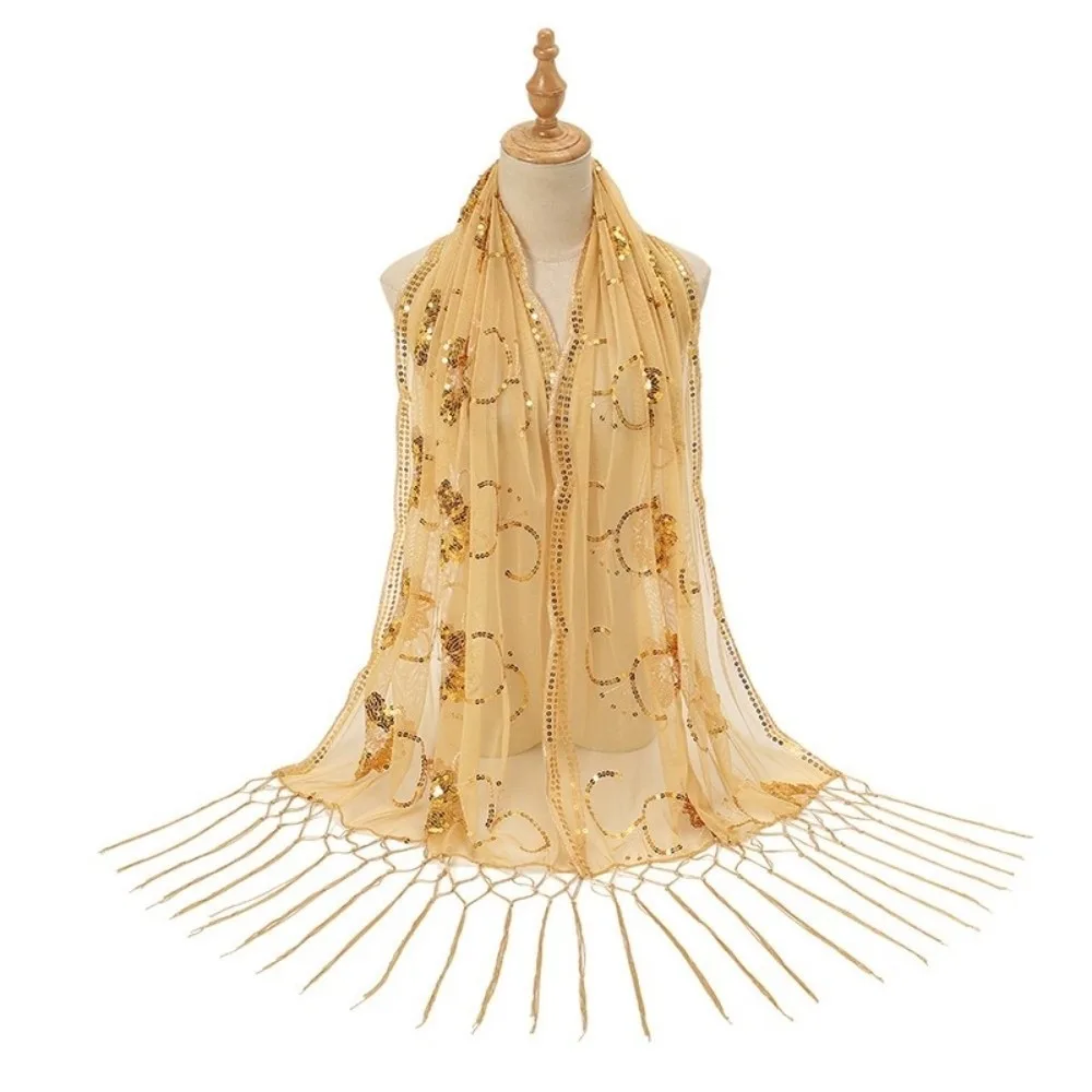 

Элегантные свадебные накидки с блестками и пайетками, с цветочным узором, бахромой и сеткой, длинные вышитые кружевные шали для невесты и подружек невесты