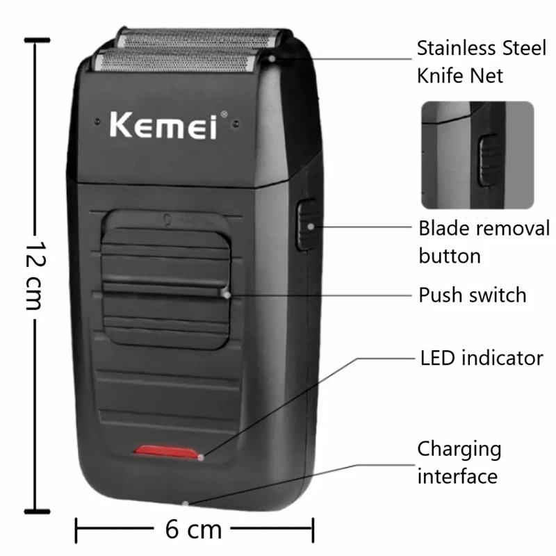 Kemei Men\'s Shaver Electric Beard Trimmer Hair Trimmer Rechargeable Professional Electric Beard Razor USB Shaving Machine