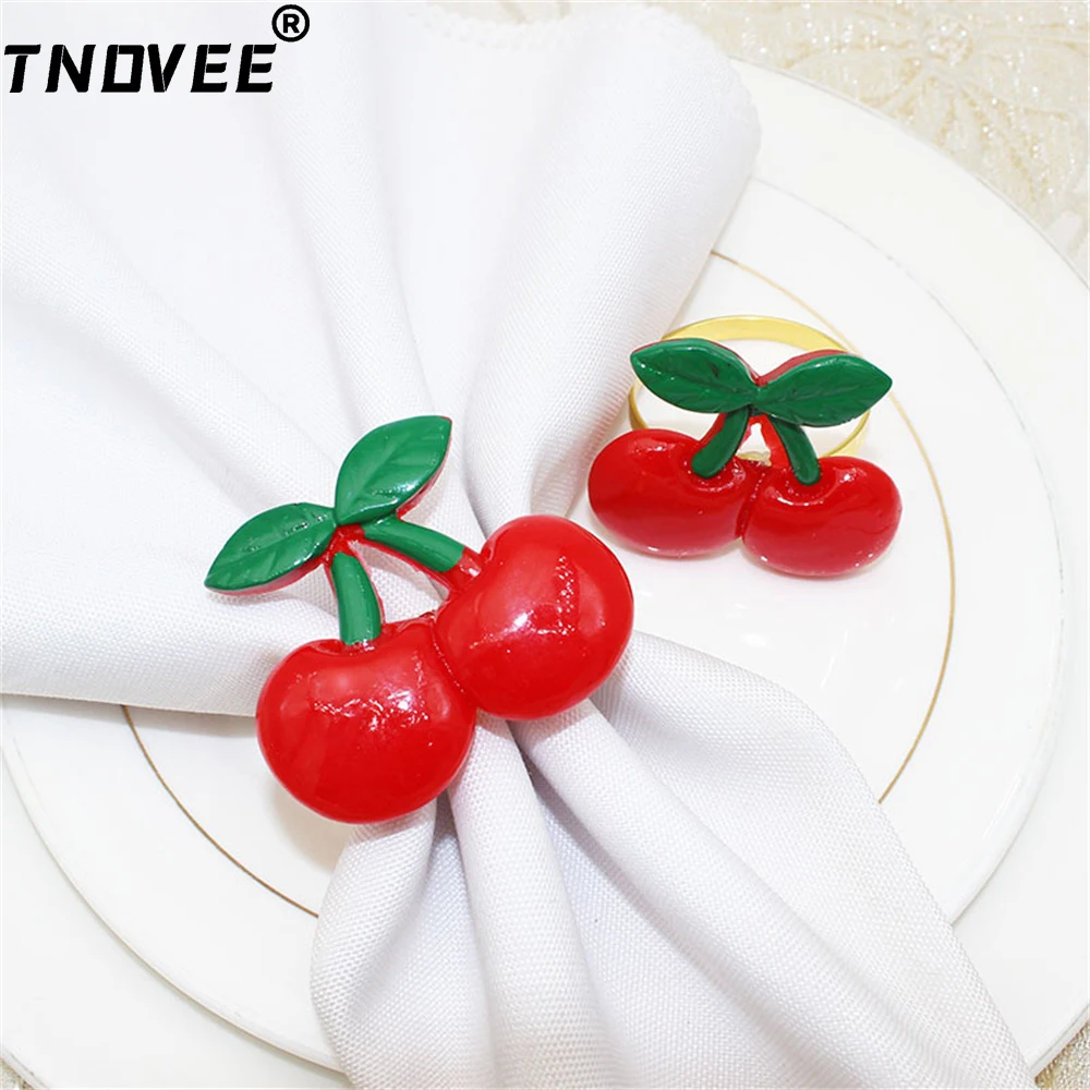 

8Pcs Cherry Napkin Rings Holder for Fruit Theme Birthday Party Decor Summer Party Wedding Birthday Baby Shower Party Supplies