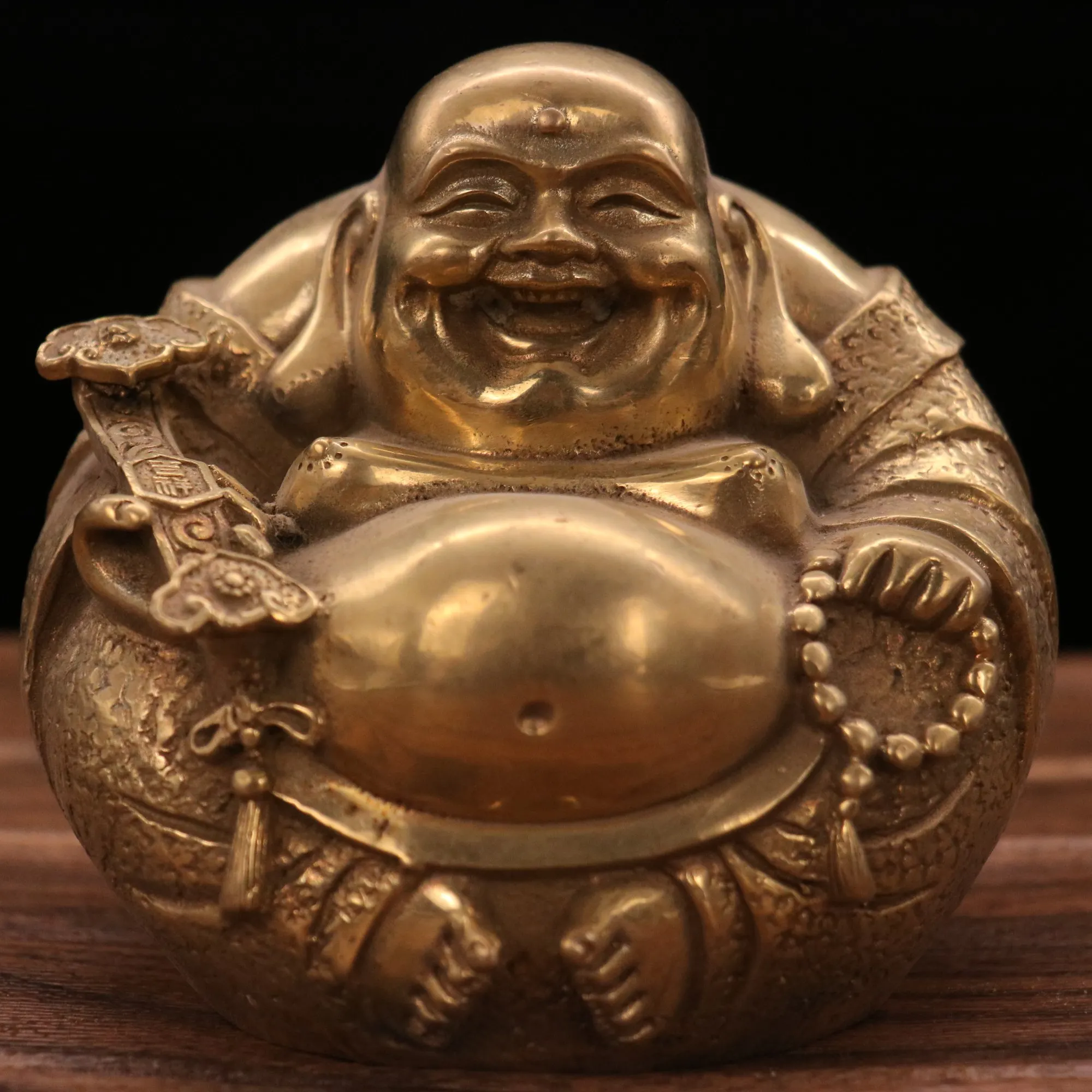 13.5cm Pure copper Maitreya Buddha ornaments  a harmonious Buddha statue decorative handicraft ornaments