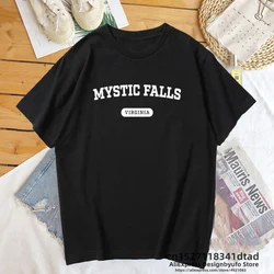 Mystic Falls Virginia T-shirt The Vampire Diaries Tshirt Woman  Short Sleeve Tee Shirt Vintage Summer Clothing for Woman