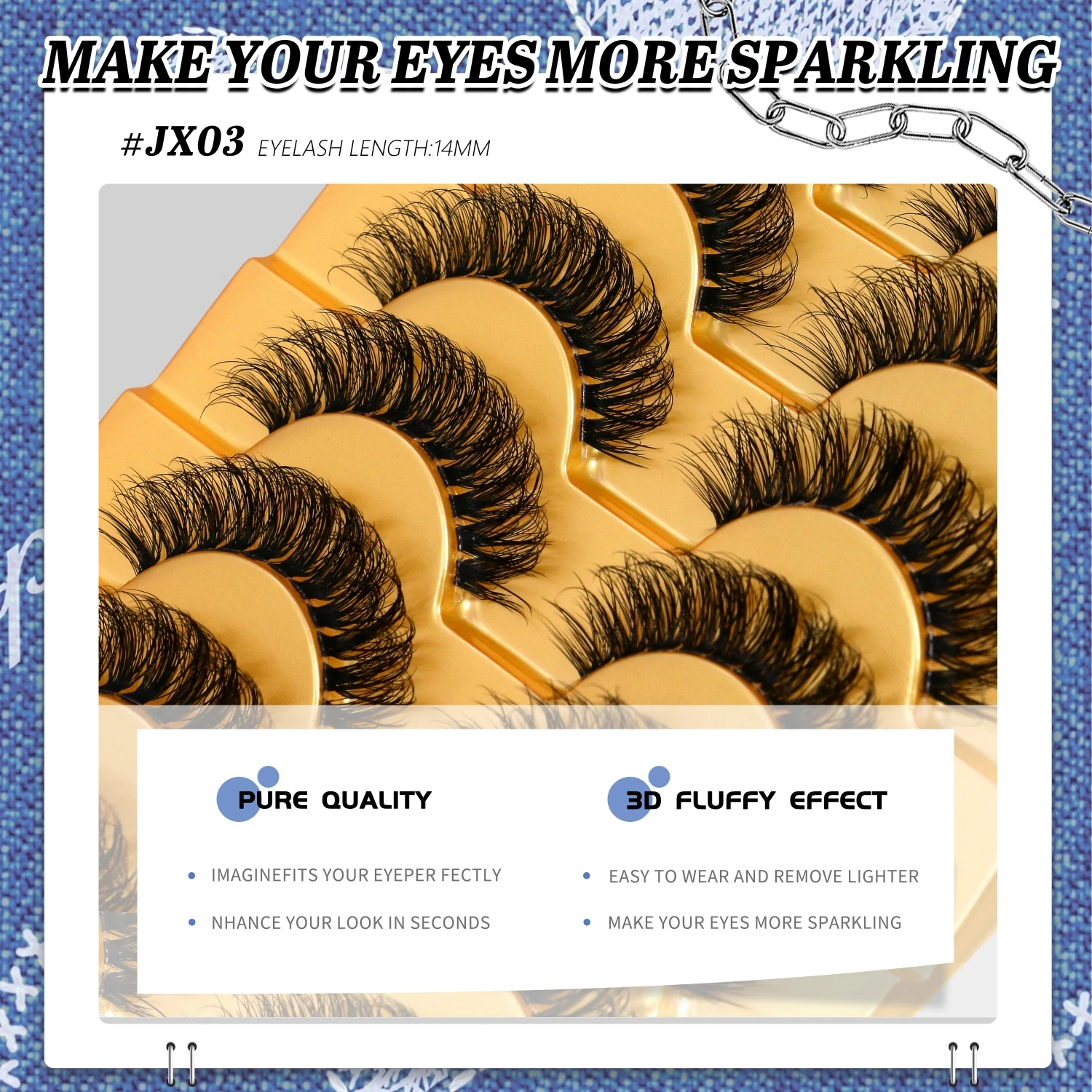 VELTRINAY Russian Strip Lashes False Eyelashes Natural Cat Eyelashes Extension D-Curly Wispy Fake Lashes Makeup
