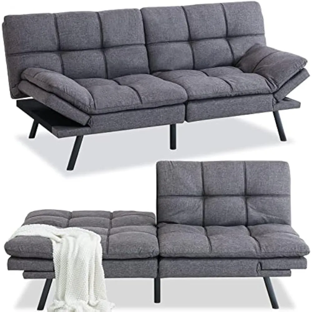 

Modern Convertible Sleeper Sofa,Memory Foam Futon Sofa,Loveseat Futon Bed Breathable Linen Adjustable Sleeper Lounge Couch