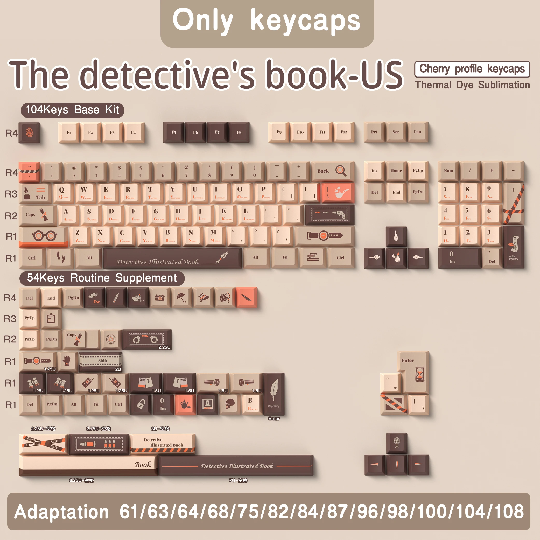 Duits/Spaans/Frans/Russisch/Abnt 2/Uk/Koreaanse Keycaps Cherry Profile Pbt Keycaps Dye-Sub Voor Mechanische Keyboard Detective Iso