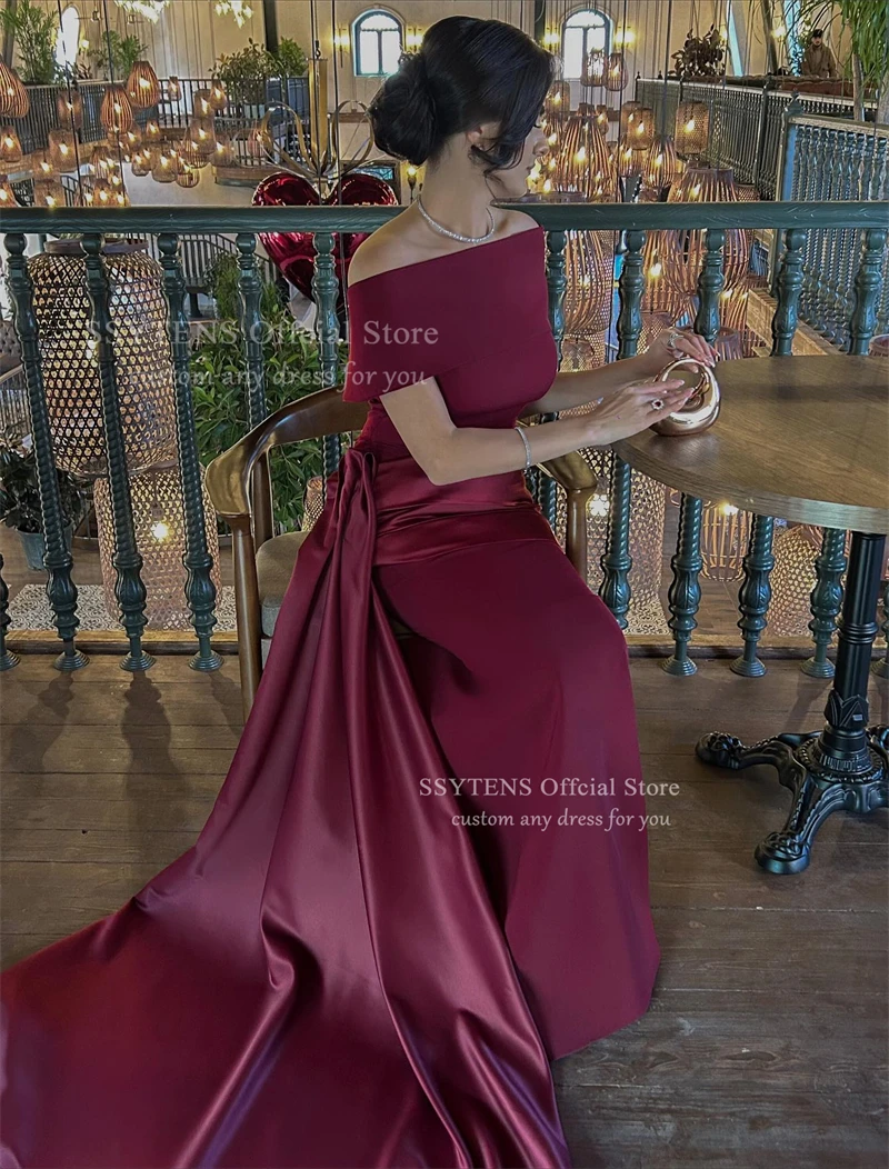 فساتين سهرة مكشوفة الكتف من SSYTENS 2026 بدون أكمام حورية البحر للحفلات الراقصة أنيقة بطيات على الأرض لحفلات الزفاف حسب الطلب