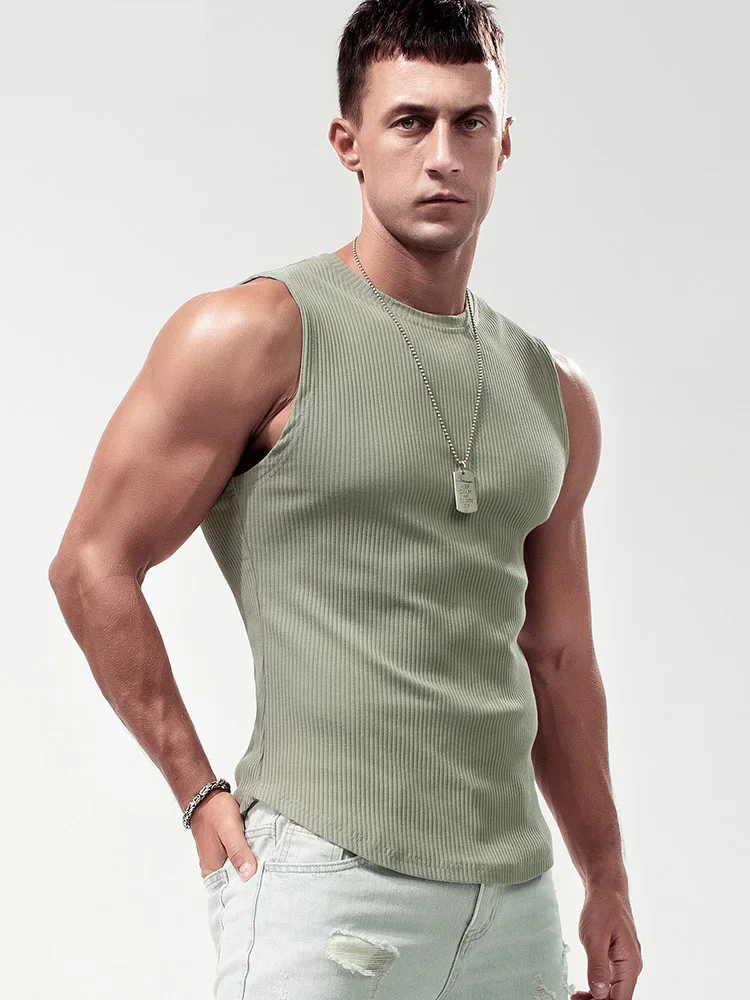 

Men's Summer Pure Cotton Tight Fit Baskeall Sport Vest Svel Qui Dry Training Base Layer Tank Top Faion Urban Sle