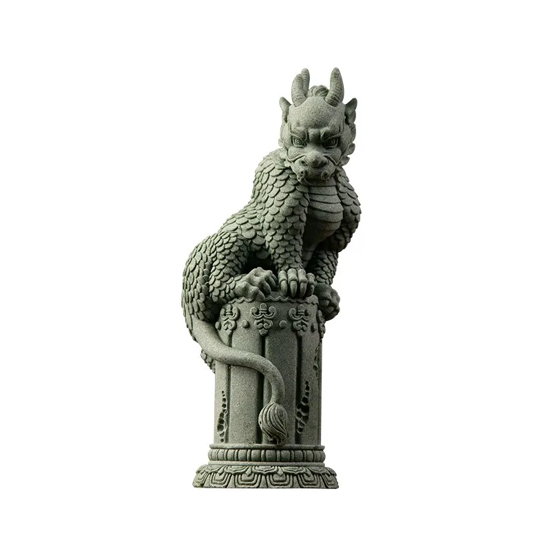 Chinese tea pet, creative Panlong bluestone home fish tank landscaping ornament, Panlong Guochao retro gift desktop decoration
