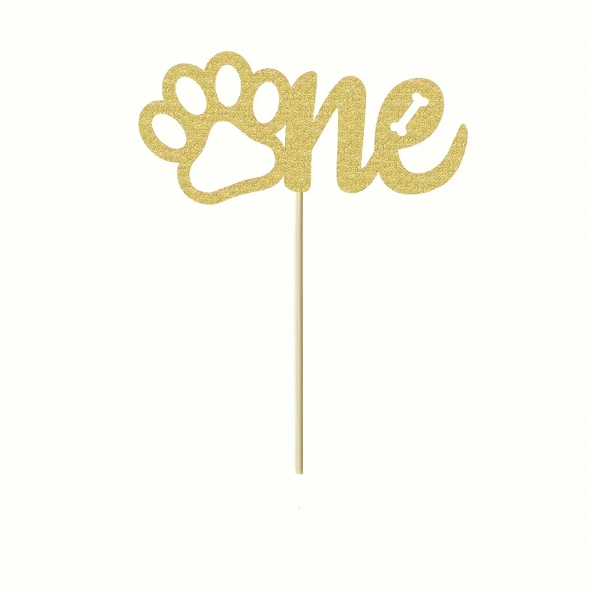 1PC Gold Sparkling Cake Topper Golden Glitter 1st Birthday Dog Paw Cake Choose Let\'s Pawty Theme Baby Gift Party