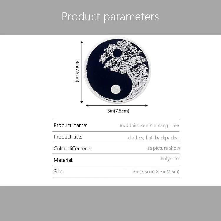 Embird Patches Embroidered Patch for Jeans Buddhist Zen Yin Yang Tree CEO-Friendly Handmade 3D Iron Patches for Clothes Patch view 5