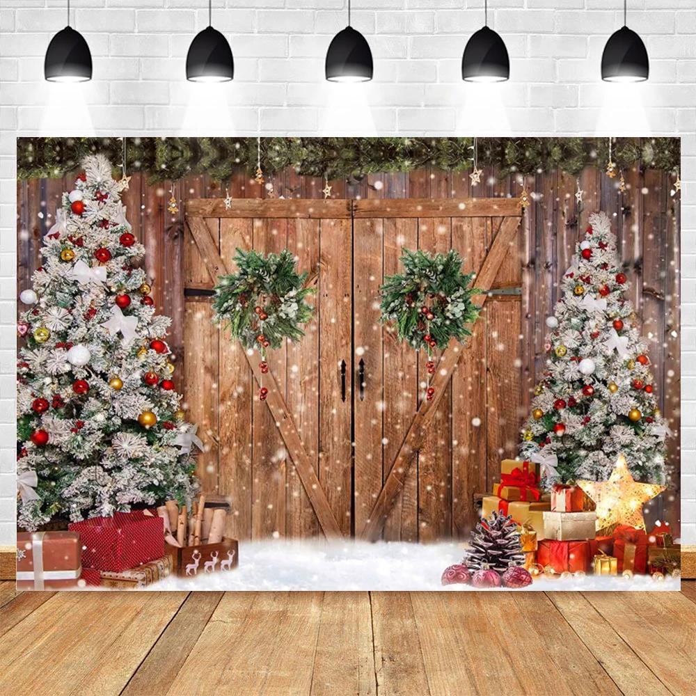 Christmas Photography Backdrop Winter Window Fireplace Xmas Tree Gifts Family Party Kids Portrait Background Decor Photo Studio